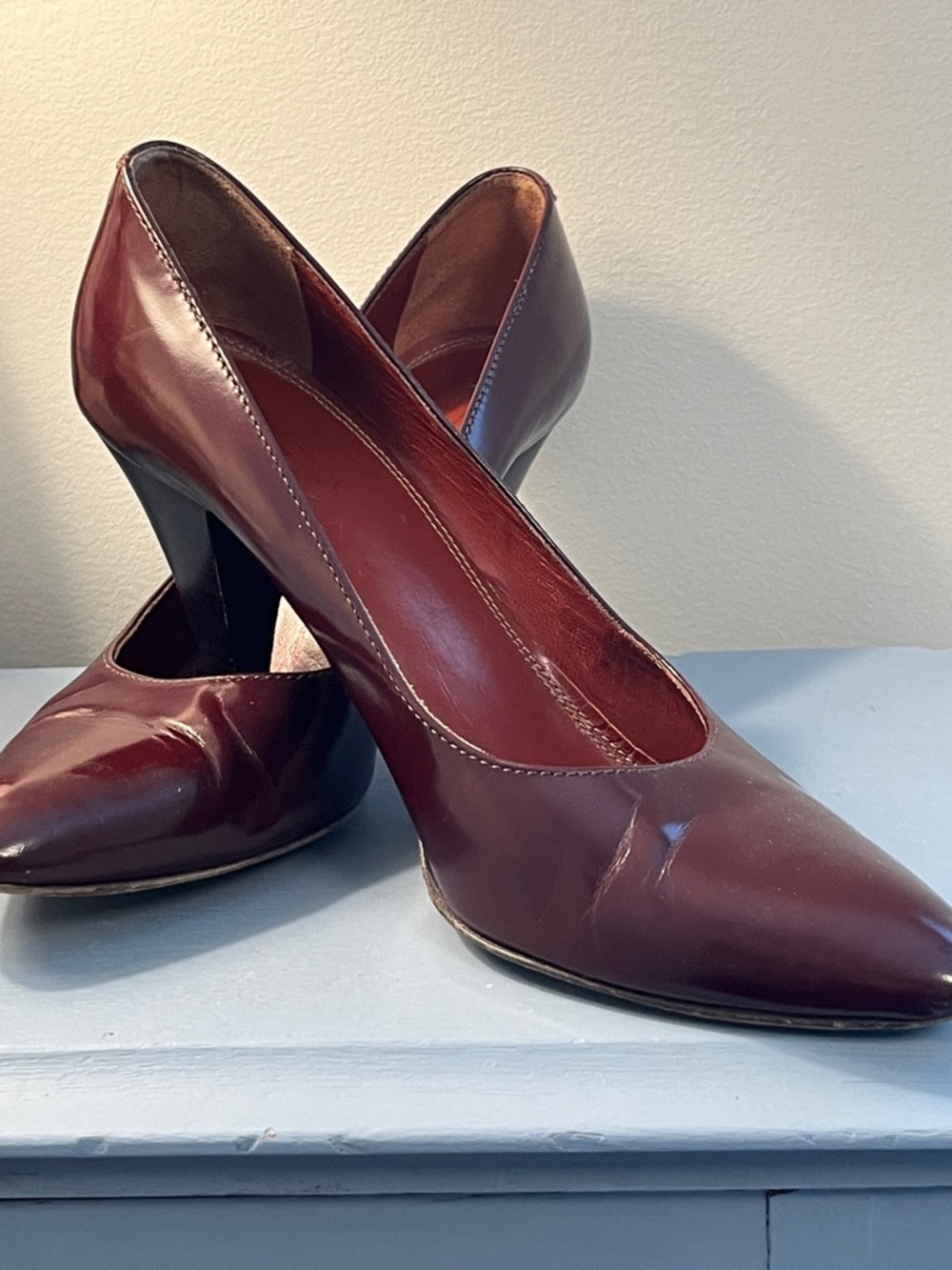 Coach Women's Burgundy Pointed-Toe Leather Pumps